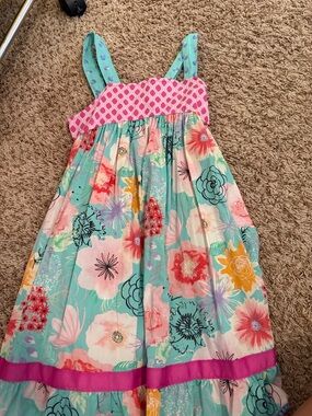 Matilda Jane Aqua Floral Sundress with Pink Accents